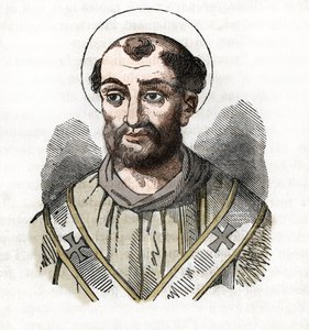 Antikvitet: representasjon av pave Fabian (Fabian eller Fabian eller Fabianus) (236-250) Tegning fra "Vatikanets mysterium" av Franco Mistrali av Franco Mistrali
