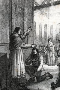 Møte mellom pave Paul III og Charles Quint på Rocca di Busseto i av Franco Mistrali