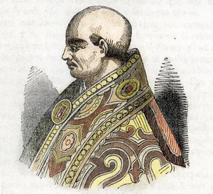 Middelalder: representasjon av pave Urban IV (Urban eller Urbanus eller Urbano) (1261-1264) Tegning fra "Misteri del Vaticano" av Franco Mistrali av Franco Mistrali