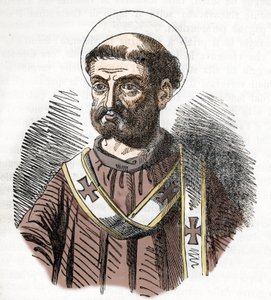 Portrett av pave Libere (Liberius) (352-366) Gravering fra "I misteri del vaticano" av Franco Mistrali 1843 av Franco Mistrali