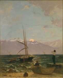 Måneoppgang over Genfersjøen av Francois-Louis-David Bocion