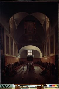 "Interiør av koret i Santa Maria della Concezione dei Cappuccini-kirken ved Piazza Barberini i Roma" Maleri av Francois Marius av Francois Marius Granet