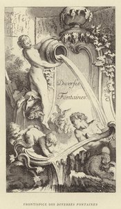 Frontispice av de forskjellige fontenene (gravering) av Francois (after) Boucher