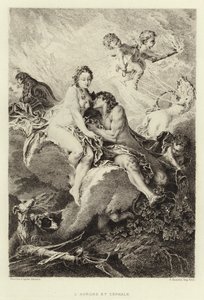 Aurora og Cephalus (gravering) av Francois (after) Boucher
