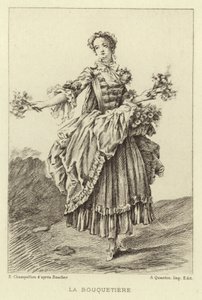 La Bouquetiere (gravering) av Francois (after) Boucher