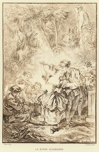 Den tyske dansen (gravering) av Francois (after) Boucher