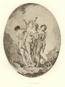 The Three Graces (gravering) av Francois (after) Boucher