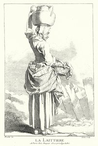 Milkmaid (gravering) av Francois (after) Boucher