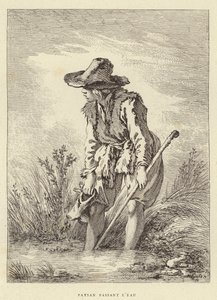 Bonde som passerer vannet (gravering) av Francois (after) Boucher