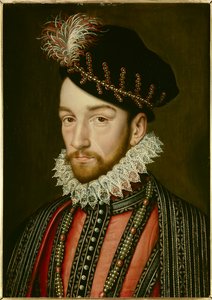 Portrett av Karl IX (1550 - 1574). Maleri av Francois Clouet (1515-1572)