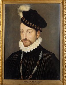 Portrett av Charles IX (1550–1574), konge av Frankrike, maleri av Atelieret av Francois Clouet (ca. 1515–1572)