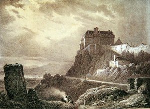 Stirling Castle, gravert av Villeneuve av Francois Alexandre Pernot
