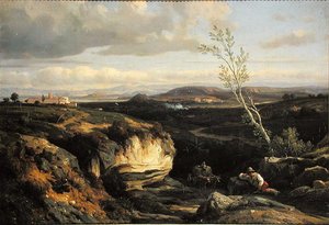 Italiensk landskap av Francois Antoine Leon Fleury