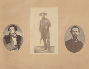 [General Tomas Mejia, keiser Maximilian, general Miramon], 1867.