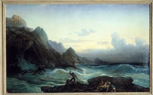 Etter stormen. Maleri av Francois Pierre Barry (1813-1905)