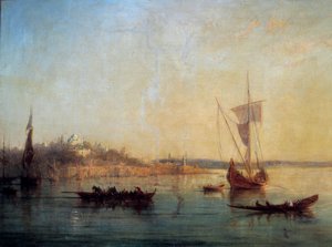 Utsikt over Konstantinopel fra inngangen til Bosporos-maleriet av Francois Pierre Barry (1813-1905) 1869 Søn. 0,64x1 m Marseille, Musee des Beaux Arts