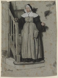 Opptaksbrevet, interiøret i et kloster av François Bonvin