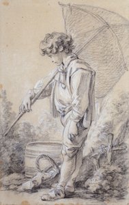 En gutt som holder et nett av François Boucher