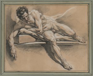 Akademisk studie av en liggende naken mann av François Boucher