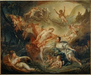 Apollon avslører sin guddommelighet for gjeterinnen Issa (maleri på lerret) av Francois Boucher