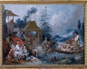 Chinoiserie: ""fiske"" Maleri av Francois Boucher (1703-1770) av François Boucher