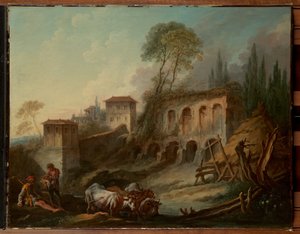Et fantasilandskap med Palatinerhøyden sett fra Campo Vaccino av François Boucher