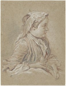 Ung kvinne med blonderlue av François Boucher