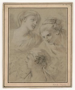Hodestudier som illustrerer ulike følelser av François Boucher