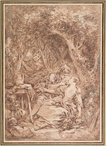 Overraskede elskere (Annette og Lubin) av François Boucher