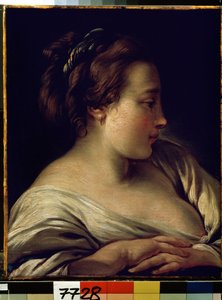 ""Portrait of a young girl"" (Hoved of a girl) Maleri av Francois Boucher (1703-1770) 1740-1750 Dim. 36x28 cm Eremitagemuseet, St. Petersburg (Saint-Petersburg) av François Boucher