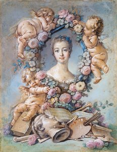 Portrett av Marquise de Pompadour (1721-1764) (Jeanne Antoinette Poisson, kjent som Madame de Pompadour av François Boucher