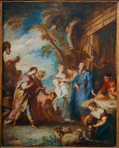 Rebekka mottar Abrahams gaver fra Elieser... av François Boucher