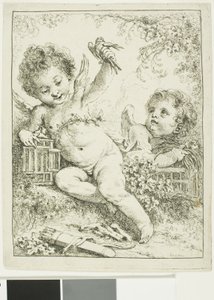 To putti med en fugl av François Boucher