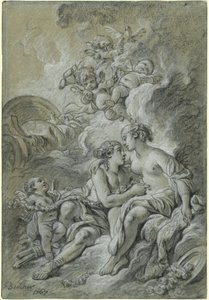 Venus lener seg mot sin kjære Adonis ... av François Boucher