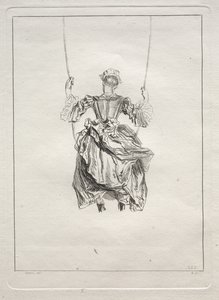 Kvinne på en huske, sett bakfra av François Boucher