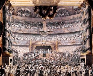 Louis XVIII (1755-1824) deltar på teateret i Odeon på en fest holdt av nasjonalgarden i Paris i 1819 Tegning av Francois Buffet (1789-1843) Søn. 36x44 cm Versailles, musee du chateau av Francois Buffet