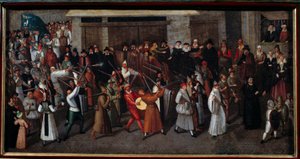 Religiøse kriger mellom katolikker og protestanter: "" Procession of the League ved slutten av Notre Dame i 1593"". Maleri av Francois II Bunel (1522-1599)
