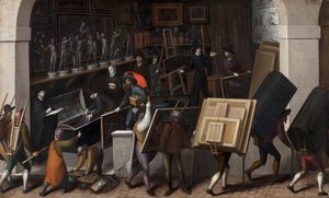 Konfiskeringen av innholdet i en malers studio, ca. 1590