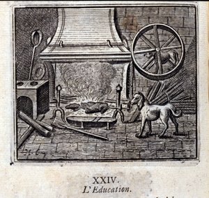 Utdanning. Fabler av Jean de La Fontaine (1621-95). Illustrasjon av Francois Chauveau (1613-1676). Utgave av 1728. av Francois Chauveau