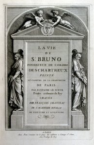 Gravering av Francois Chauveau 1680 'The life of St Bruno' grunnlegger av Chartreux-ordenen av Francois Chauveau