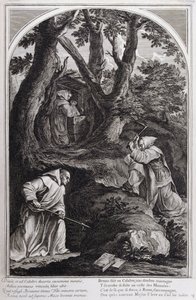 Illustrasjon fra 'Livet til St. Bruno, grunnleggeren av Chartreux-ordenen' Paris 1660. etter maleriene til Eustache Le Sueur og gravert av Fran Sois Chauveau ©UIG/Leemage av Francois Chauveau