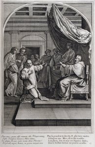 Illustrasjon fra 'Livet til St. Bruno, grunnleggeren av Chartreux-ordenen' Paris 1660. etter maleriene til Eustache Le Sueur og gravert av Fran Sois Chauveau ©UIG/Leemage av Francois Chauveau