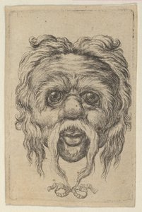 Maske med lang bart bundet med et bånd under haken, fra Divers Masques, ca. 1635-45. av Francois Chauveau