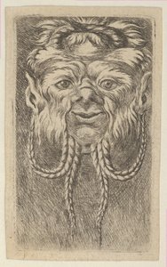 Satyrmaske med overlappende horn og fire flettede skjegg, fra Divers Ma..., ca. 1635-45. av Francois Chauveau
