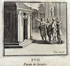 Sokrates sitt ord. Fabler av Jean de La Fontaine (1621-95). Illustrasjon av Francois Chauveau (1613-1676). Utgave av 1728. av Francois Chauveau