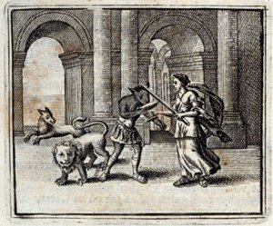 Følgesvennene til Ulysses. Fabler av Jean de La Fontaine (1621-95). Illustrasjon av François Chauveau (1613-1676). Utgave av 1728.
