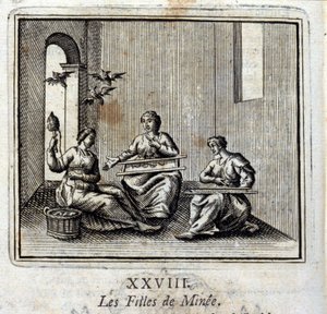 Daughters of Minee. Fabler av Jean de La Fontaine (1621-95). Illustrasjon av François Chauveau (1613-1676). Utgave av 1728. av Francois Chauveau
