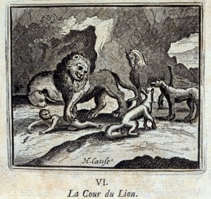 Løveretten. Fabler av Jean de La Fontaine (1621-95). Illustrasjon av François Chauveau (1613-1676). Utgave av 1728. av Francois Chauveau