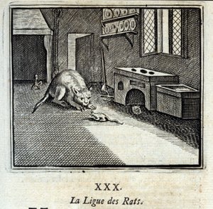 Rotteligaen. Fabler av Jean de La Fontaine (1621-95). Illustrasjon av François Chauveau (1613-1676). Utgave av 1728. av Francois Chauveau