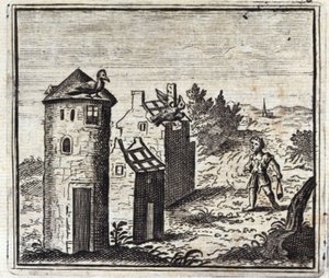 De to duene. Fabler av Jean de La Fontaine (1621-95). Illustrasjon av Francois Chauveau (1613-1676). Utgave av 1728. av Francois Chauveau